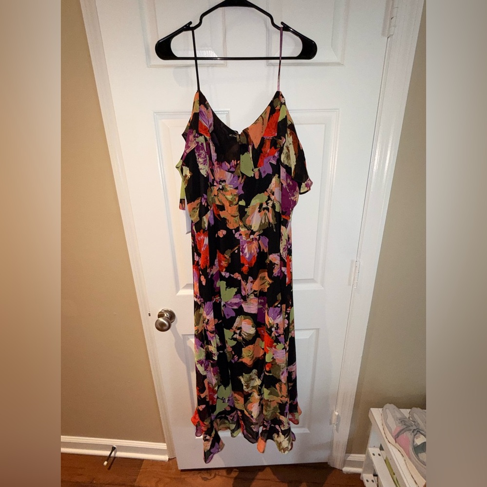 NWT London Times Petite Floral-Print Cold Shoulder Maxi Dress Size: 20W - Picture 13 of 16